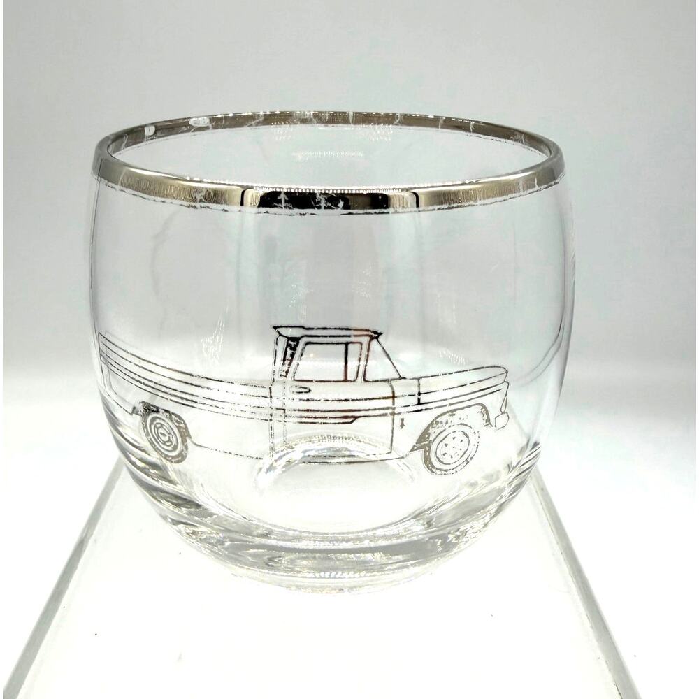 Vintage MCM Chevrolet Truck Dealership Promo Roly Poly Whisky Cocktail Glass